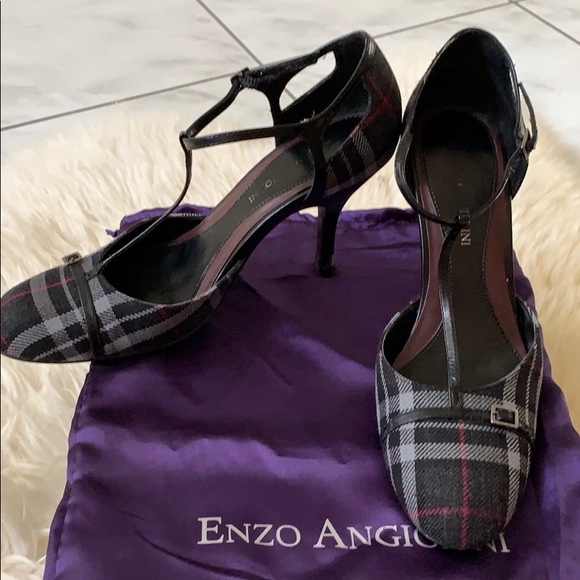 plaid heels with ankle strap - Picture 2 of 6